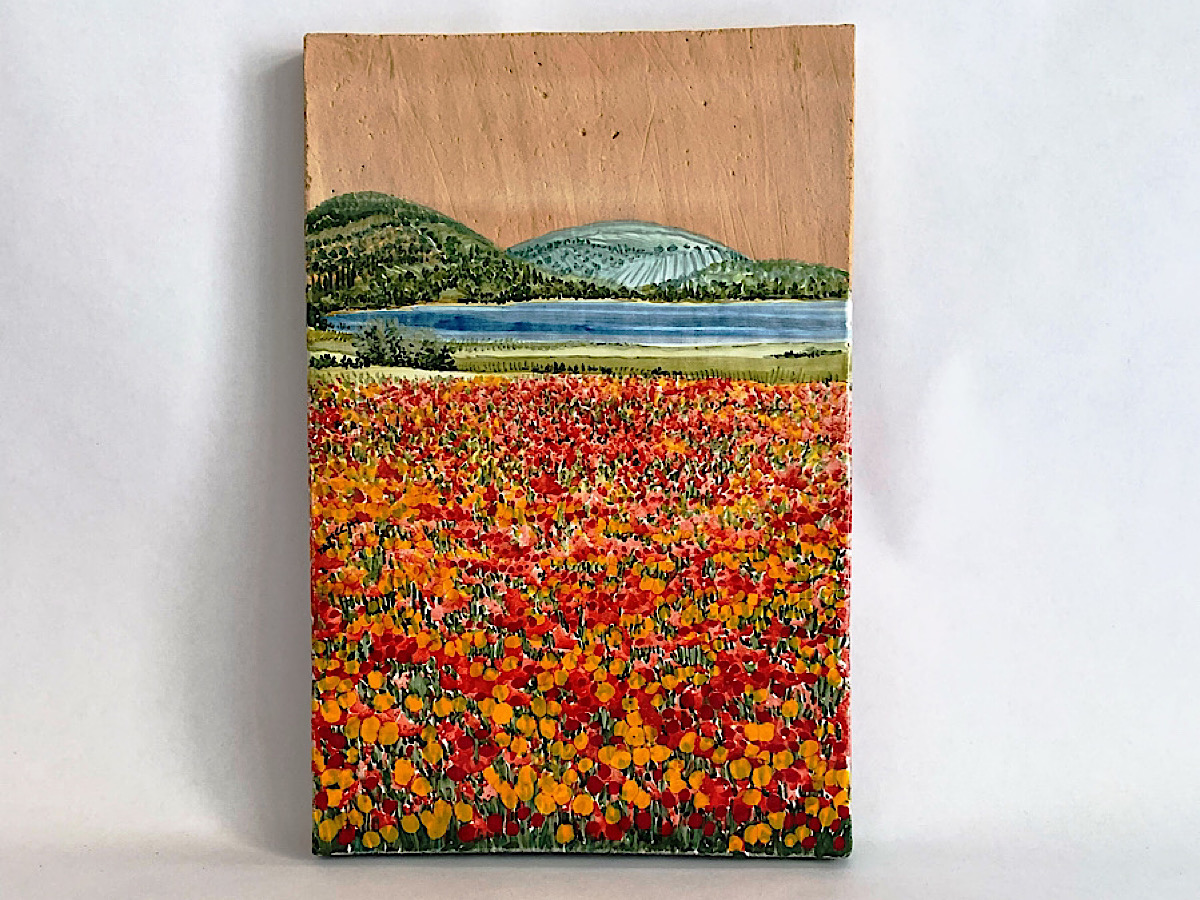 Mattonella in ceramica artistica "Papaveri"