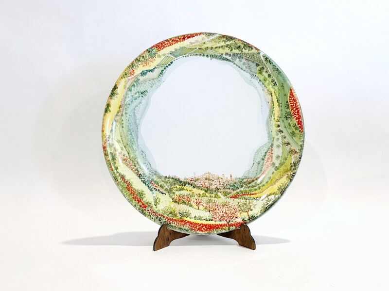 Piatto in ceramica "Paesaggio Perugia 360° Primavera "