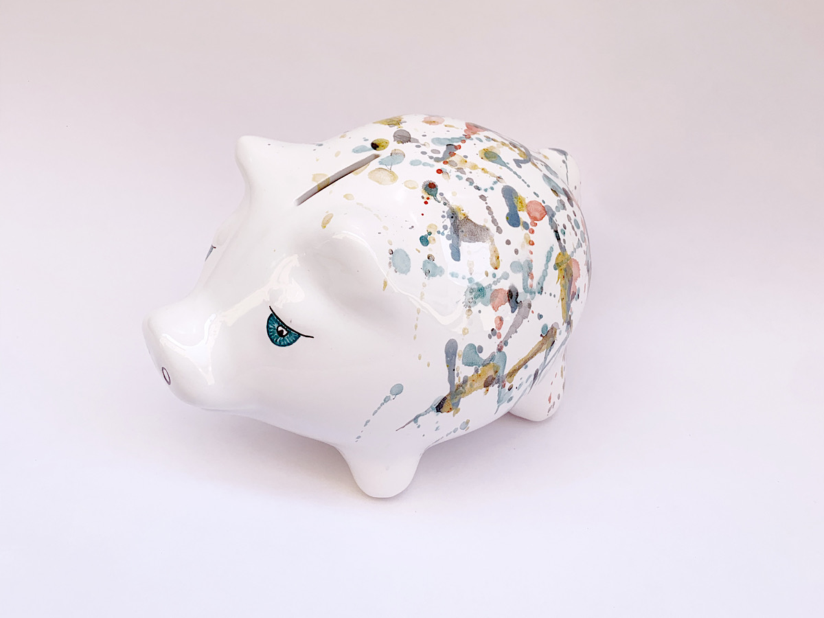 Maialino salvadanaio Large in ceramica "Fantasia"