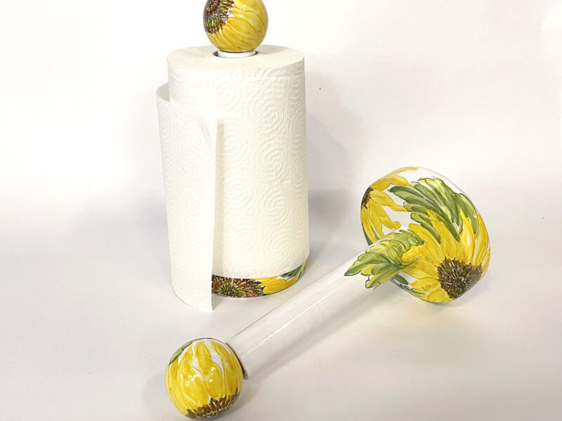 Porta Scottex Girasoli in ceramica dipinta a mano da Materia Ceramica Umbria Perugia