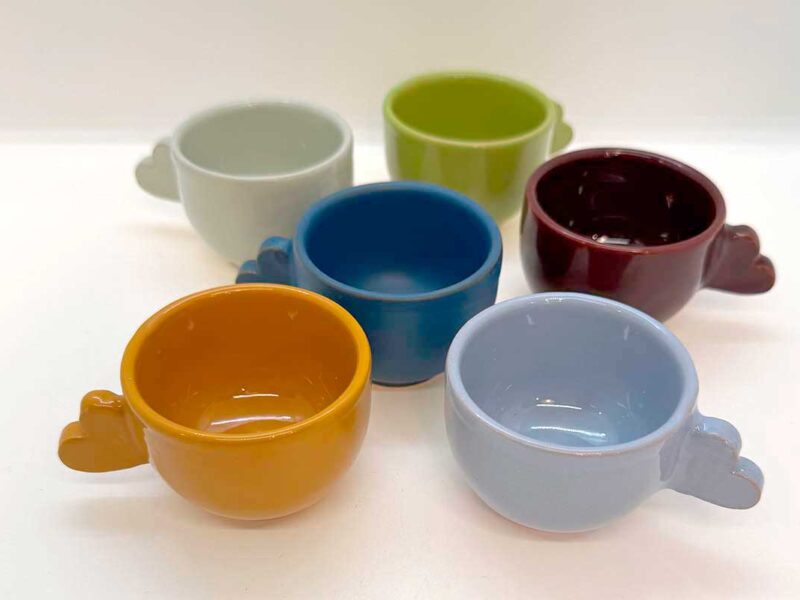Set tazzine da caffè in ceramica "Cuore" dipinte a mano da Materia Ceramica Perugia Umbria
