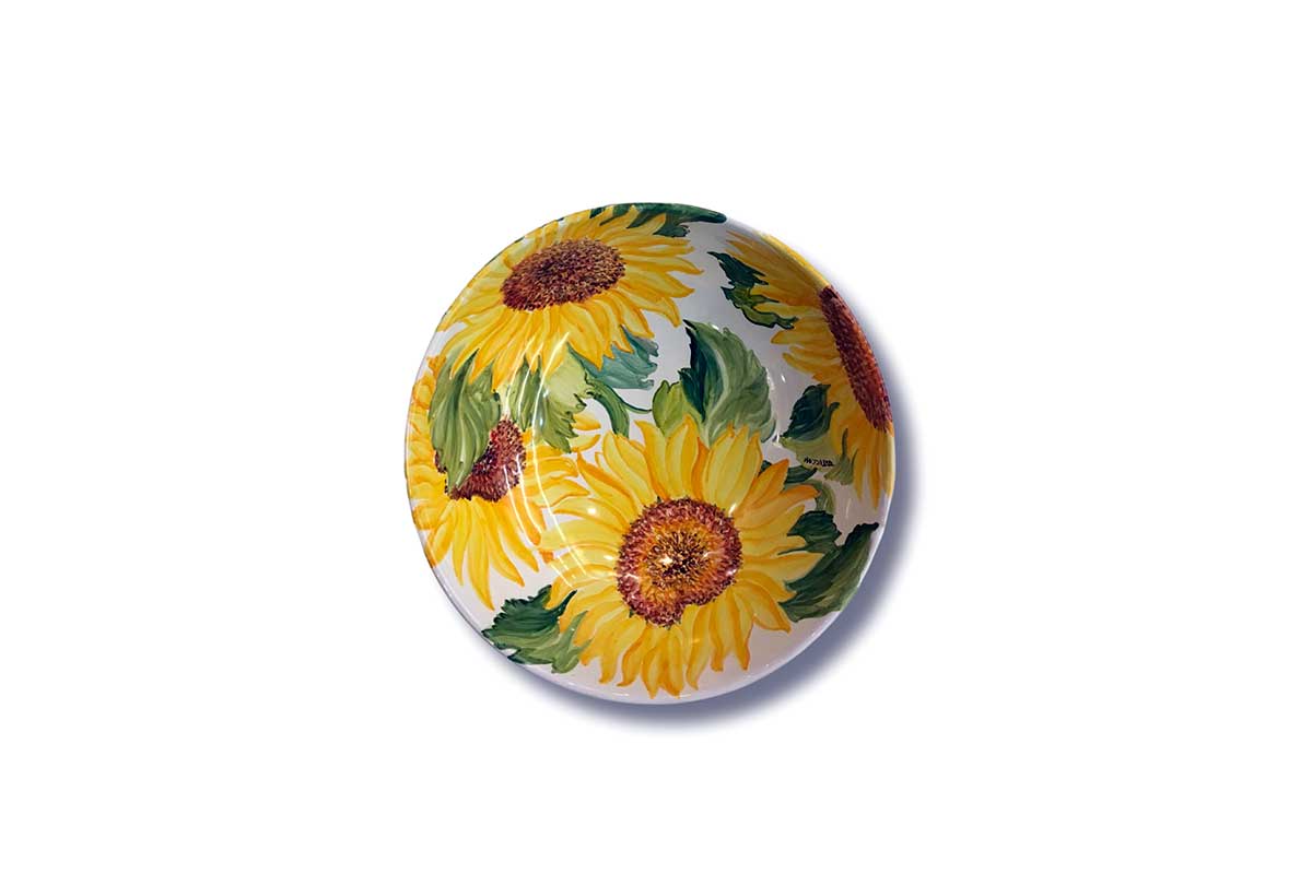 Ciotola in ceramica "Girasoli" dipinta a mano da Materia Ceramica Umbria Perugia