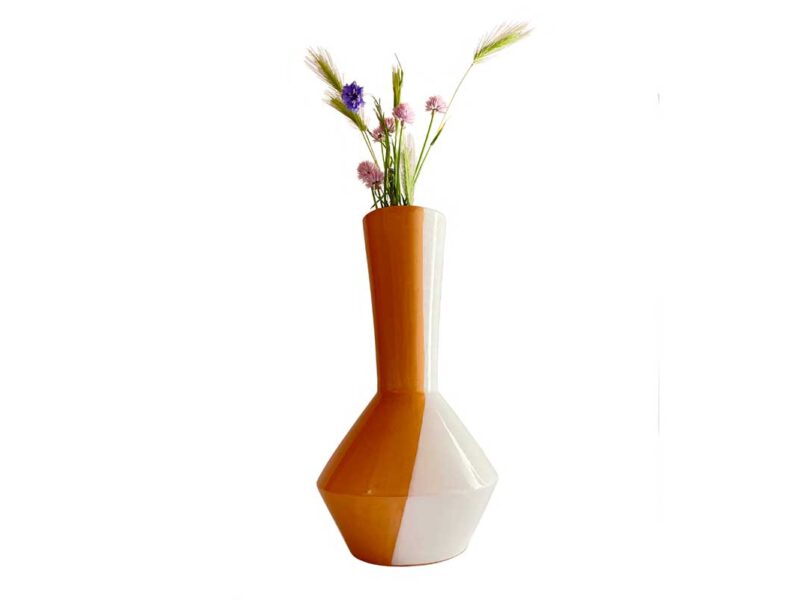 Vaso in ceramica "smalto e biscotto" dipinto a mano da Materia Ceramica Umbria Perugia