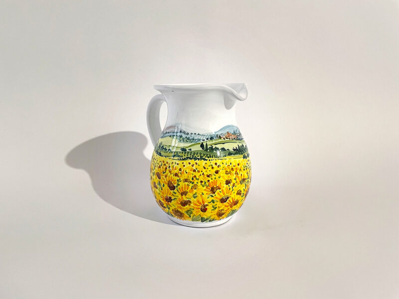 Brocca in ceramica "Girasoli" dipinta a mano da Materia Ceramica Umbria Perugia