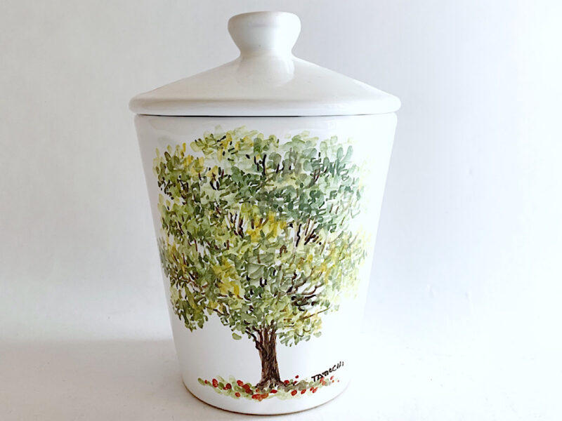 Contenitore in ceramica "Albero" dipinto a mano da Materia Ceramica Umbria Perugia