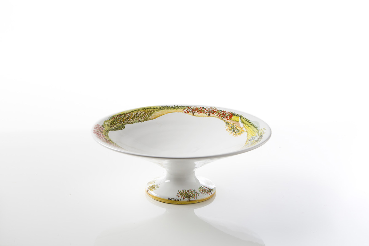 Fruttiera small in ceramica “Visioni” dipinta a mano da Materia Ceramica Umbria Perugia