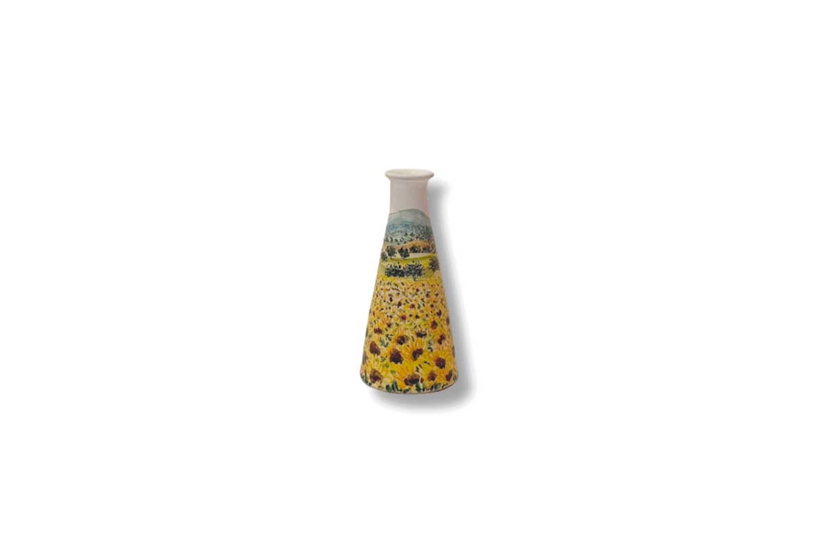 Ceramic vase "Sunflowers field" hand-painted by Materia Ceramica Umbria Perugia