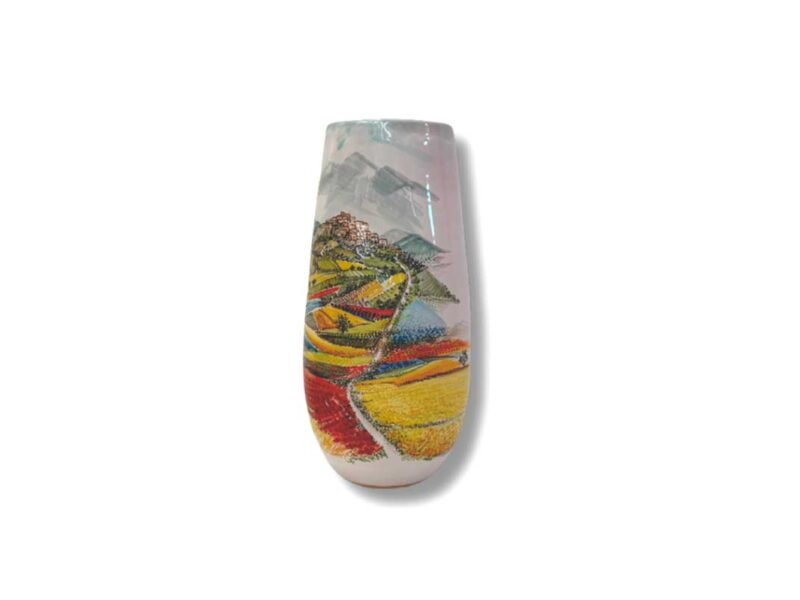 Ceramic vase "Umbrian landscape" hand-painted by Materia Ceramica Umbria Perugia