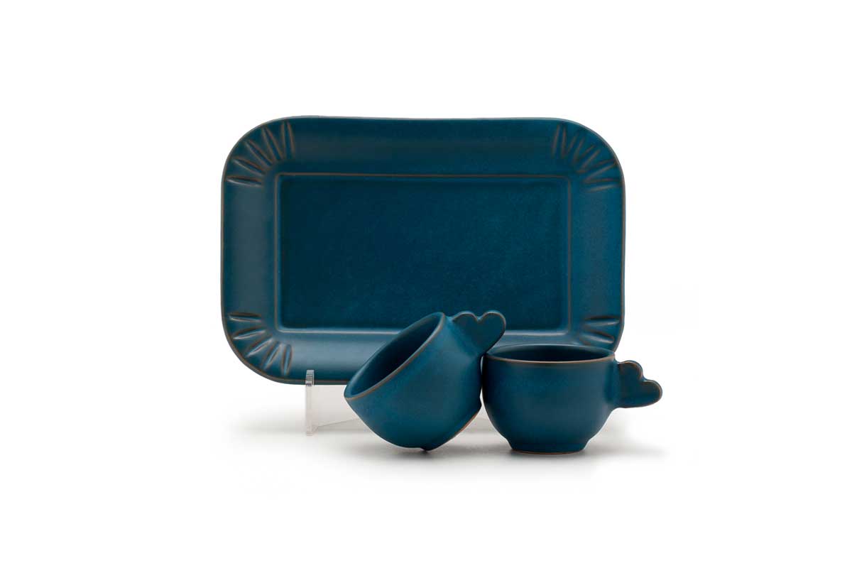 Set tazzine in ceramica con vassoio "Cuore" - immagine 3